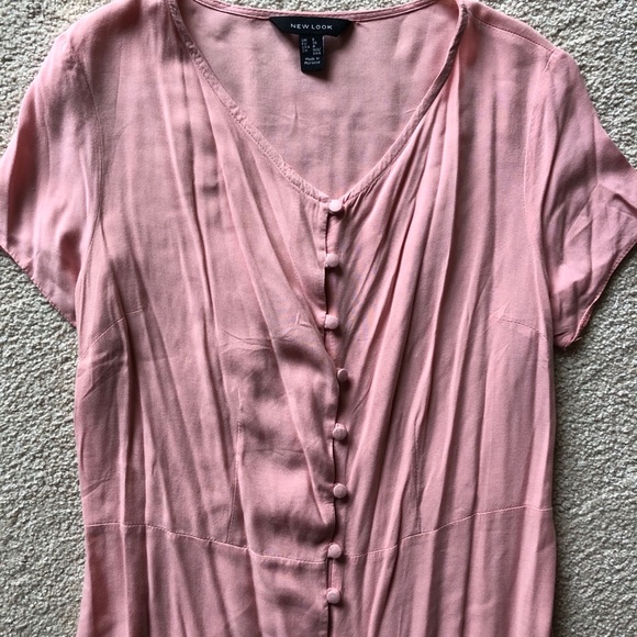 NEW LOOK Pink S/S Button Down Midi Pretty Dress 4 - Picture 3 of 10